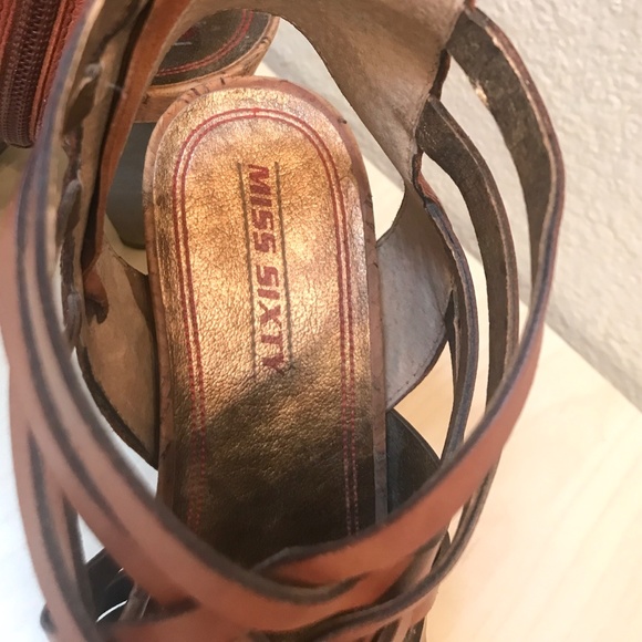 Miss Sixty 'MS Tracey' 39M EU  Strappy High Heel w/Zipper, woo/leather/cork - Picture 9 of 12